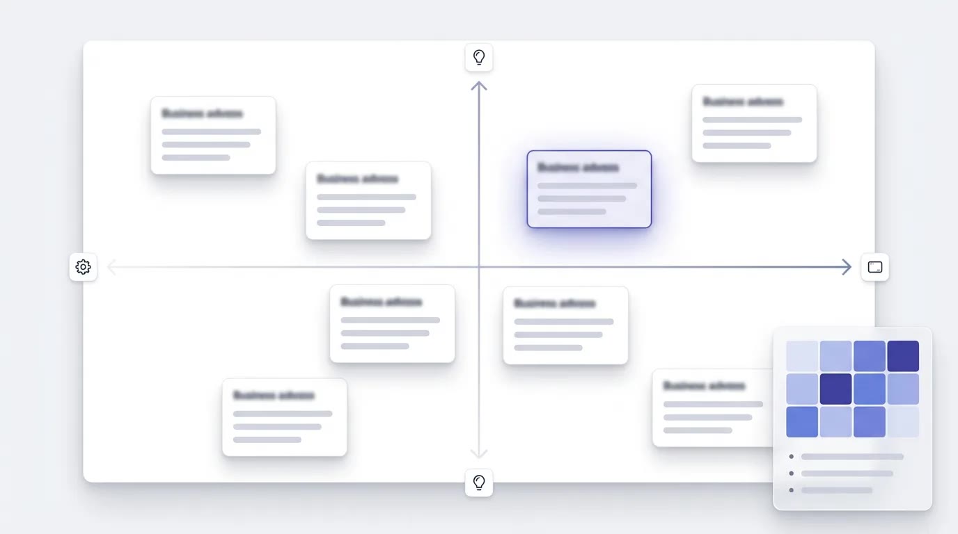 A light-theme visual showing a whitespace map and summary notes for exploring big new directions.